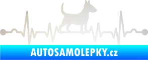 Samolepka Srdeční tep 008 pravá pes bulteriér odrazková reflexní bílá