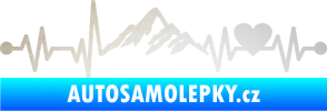 Samolepka Srdeční tep 011 hory se srdcem pravá odrazková reflexní bílá