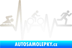 Samolepka Srdeční tep 012 pravá triatlon odrazková reflexní bílá