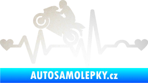 Samolepka Srdeční tep 013 levá motorkář odrazková reflexní bílá