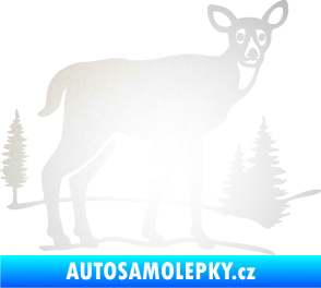 Samolepka Srna 002 pravá s krajinou odrazková reflexní bílá