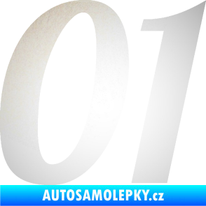Samolepka Startovní číslo 01 typ 3 odrazková reflexní bílá