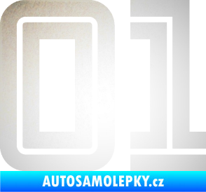 Samolepka Startovní číslo 01 typ 7 odrazková reflexní bílá