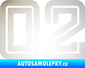 Samolepka Startovní číslo 02 typ 7 odrazková reflexní bílá
