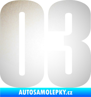 Samolepka Startovní číslo 03 typ 2   odrazková reflexní bílá