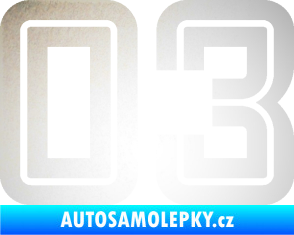 Samolepka Startovní číslo 03 typ 7 odrazková reflexní bílá