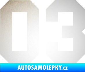 Samolepka Startovní číslo 03 odrazková reflexní bílá