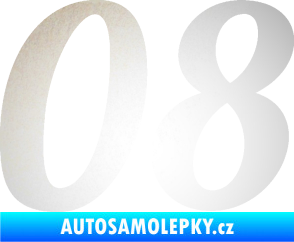 Samolepka Startovní číslo 08 typ 3 odrazková reflexní bílá