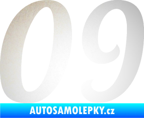 Samolepka Startovní číslo 09 typ 3  odrazková reflexní bílá