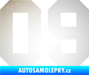 Samolepka Startovní číslo 09 odrazková reflexní bílá