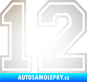 Samolepka Startovní číslo 12 typ 4 odrazková reflexní bílá