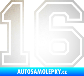 Samolepka Startovní číslo 16 typ 4 odrazková reflexní bílá