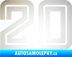 Samolepka Startovní číslo 20 typ 7 odrazková reflexní bílá