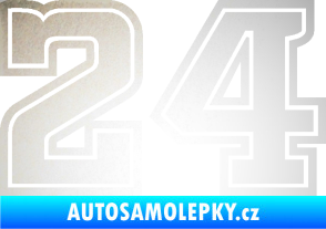 Samolepka Startovní číslo 24 typ 5 odrazková reflexní bílá