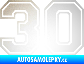 Samolepka Startovní číslo 30 typ 4 odrazková reflexní bílá