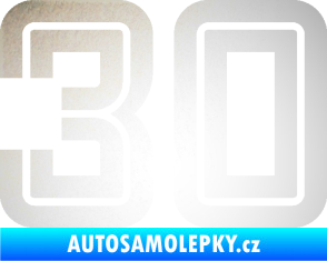 Samolepka Startovní číslo 30 typ 7 odrazková reflexní bílá