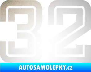 Samolepka Startovní číslo 32 typ 7 odrazková reflexní bílá