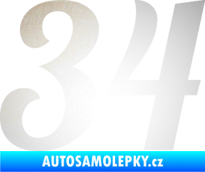 Samolepka Startovní číslo 34 typ 3 odrazková reflexní bílá