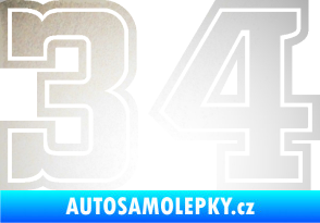 Samolepka Startovní číslo 34 typ 5 odrazková reflexní bílá