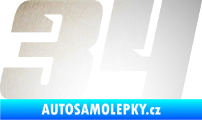 Samolepka Startovní číslo 34 typ 6 odrazková reflexní bílá
