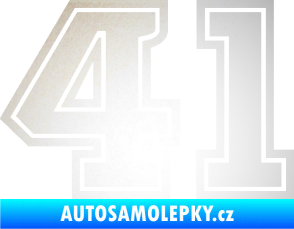 Samolepka Startovní číslo 41 typ 5 odrazková reflexní bílá
