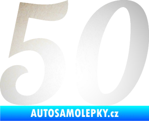 Samolepka Startovní číslo 50 typ 3 odrazková reflexní bílá
