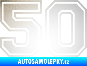 Samolepka Startovní číslo 50 typ 4 odrazková reflexní bílá