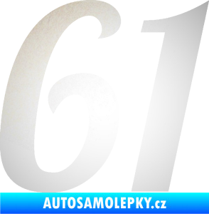 Samolepka Startovní číslo 61 typ 3 odrazková reflexní bílá