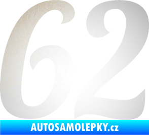 Samolepka Startovní číslo 62 typ 3 odrazková reflexní bílá