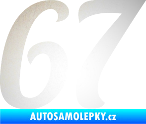 Samolepka Startovní číslo 67 typ 3 odrazková reflexní bílá