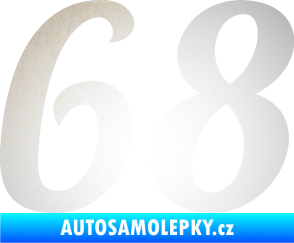 Samolepka Startovní číslo 68 typ 3 odrazková reflexní bílá