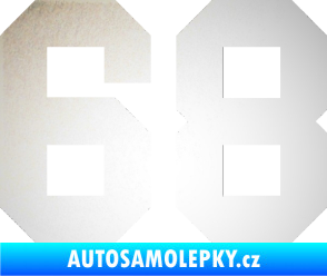 Samolepka Startovní číslo 68 odrazková reflexní bílá