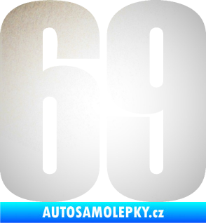 Samolepka Startovní číslo 69 typ 2        odrazková reflexní bílá