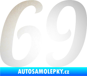 Samolepka Startovní číslo 69 typ 3 odrazková reflexní bílá