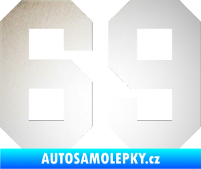 Samolepka Startovní číslo 69 odrazková reflexní bílá