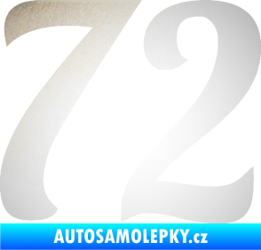 Samolepka Startovní číslo 72 typ 3   odrazková reflexní bílá
