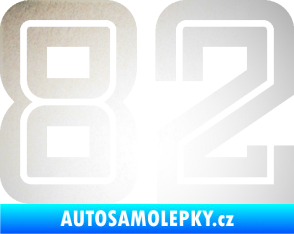 Samolepka Startovní číslo 82 typ 7 odrazková reflexní bílá