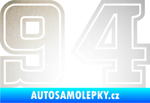 Samolepka Startovní číslo 94 typ 5 odrazková reflexní bílá