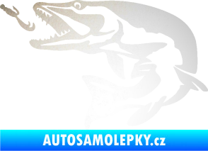 Samolepka Štika 005 levá s návnadou odrazková reflexní bílá