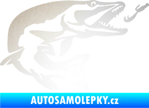 Samolepka Štika 005 pravá s návnadou odrazková reflexní bílá