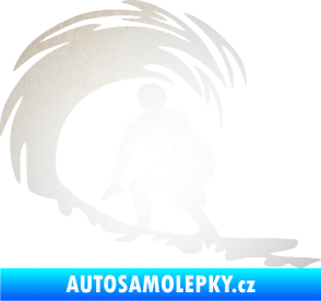 Samolepka Surfař 005 levá velké vlny odrazková reflexní bílá