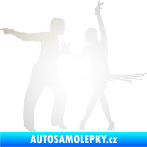 Samolepka Tanec 009 levá latinskoamerický tanec pár odrazková reflexní bílá