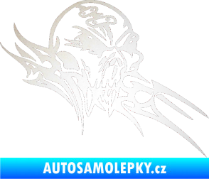 Samolepka Tribal skull pravá lebka odrazková reflexní bílá