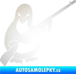 Samolepka Tučňák se samopalem pravá odrazková reflexní bílá