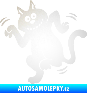 Samolepka Veselá kočka levá odrazková reflexní bílá