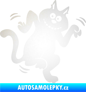 Samolepka Veselá kočka pravá odrazková reflexní bílá