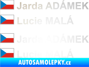Samolepka Vlajka ČR se jménem odrazková reflexní bílá