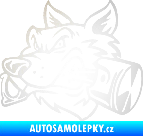 Samolepka Vlk 032 levá moto s pístem odrazková reflexní bílá