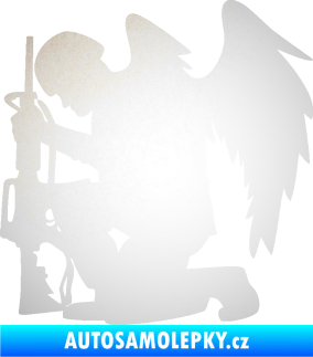 Samolepka Voják 015 levá modlící se s křídly odrazková reflexní bílá