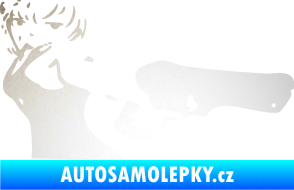 Samolepka Žena s pistolí pravá odrazková reflexní bílá